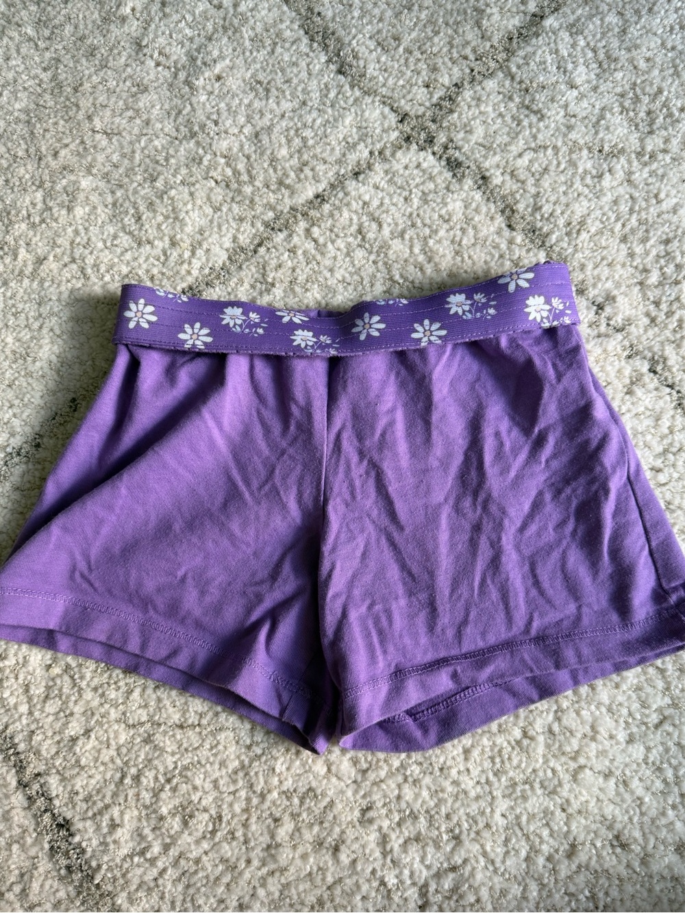 Wonder Nation Girls Purple Shorts with Floral Waistband Size S (6-6x)